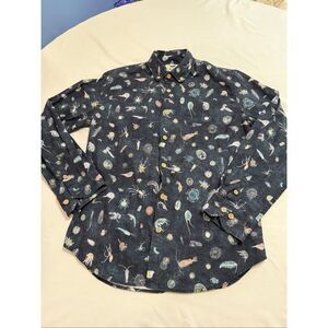 Yiume Plankton Jellyfish Long Sleeve Button Down Shirt Size Medium